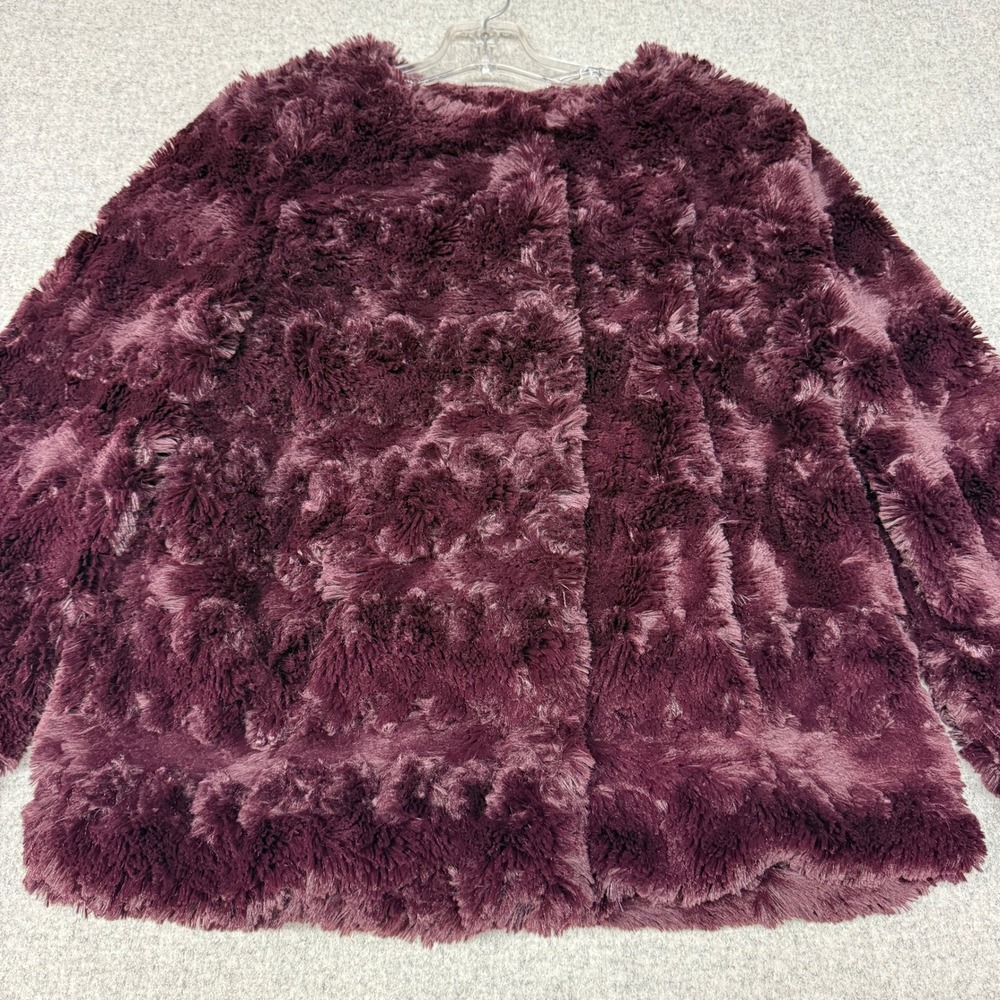 Sanctuary | Faux Fur Jacket | Size M | Burgundy | Textured Plush Snap Coat Coat